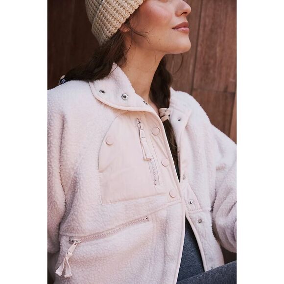 NWT Free People FP Movement X Hatch Hit The Slopes Fleece Jacket Neutral Small - Picture 3 of 10